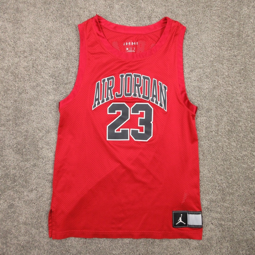 Air Jordan Jersey Mens Medium Red Mesh Tank Sleeveless Basketball 23 Michael